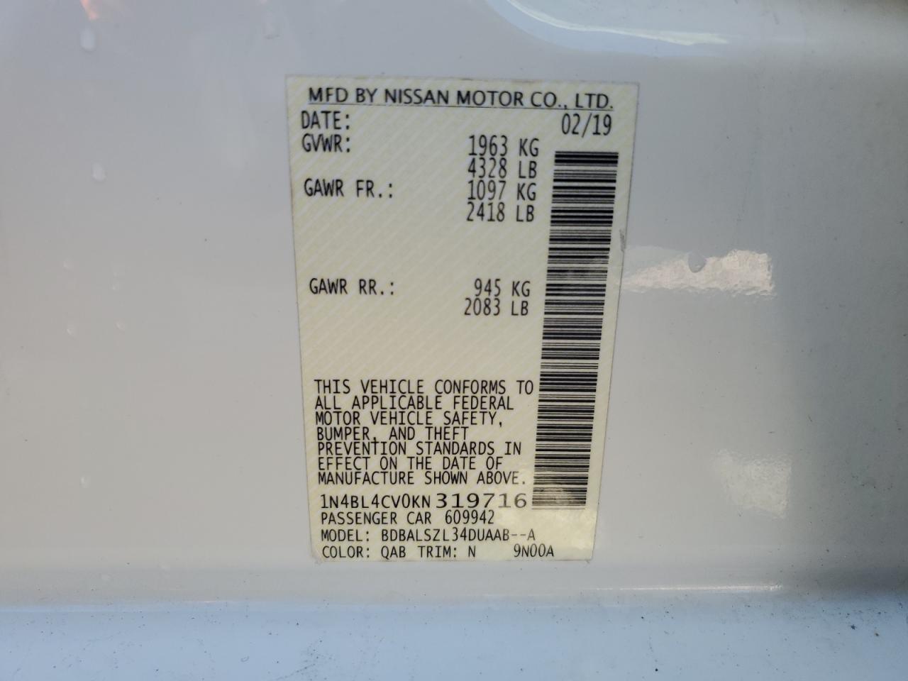 2019 NISSAN ALTIMA