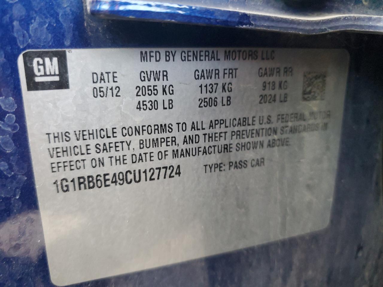 2012 CHEVROLET VOLT