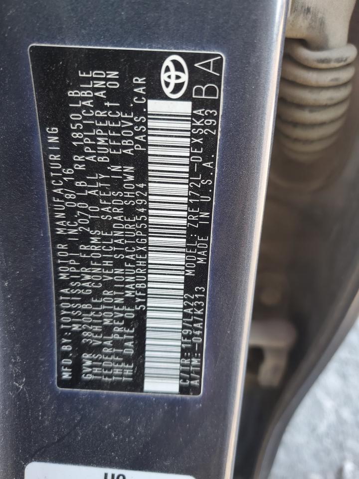 2016 TOYOTA COROLLA
