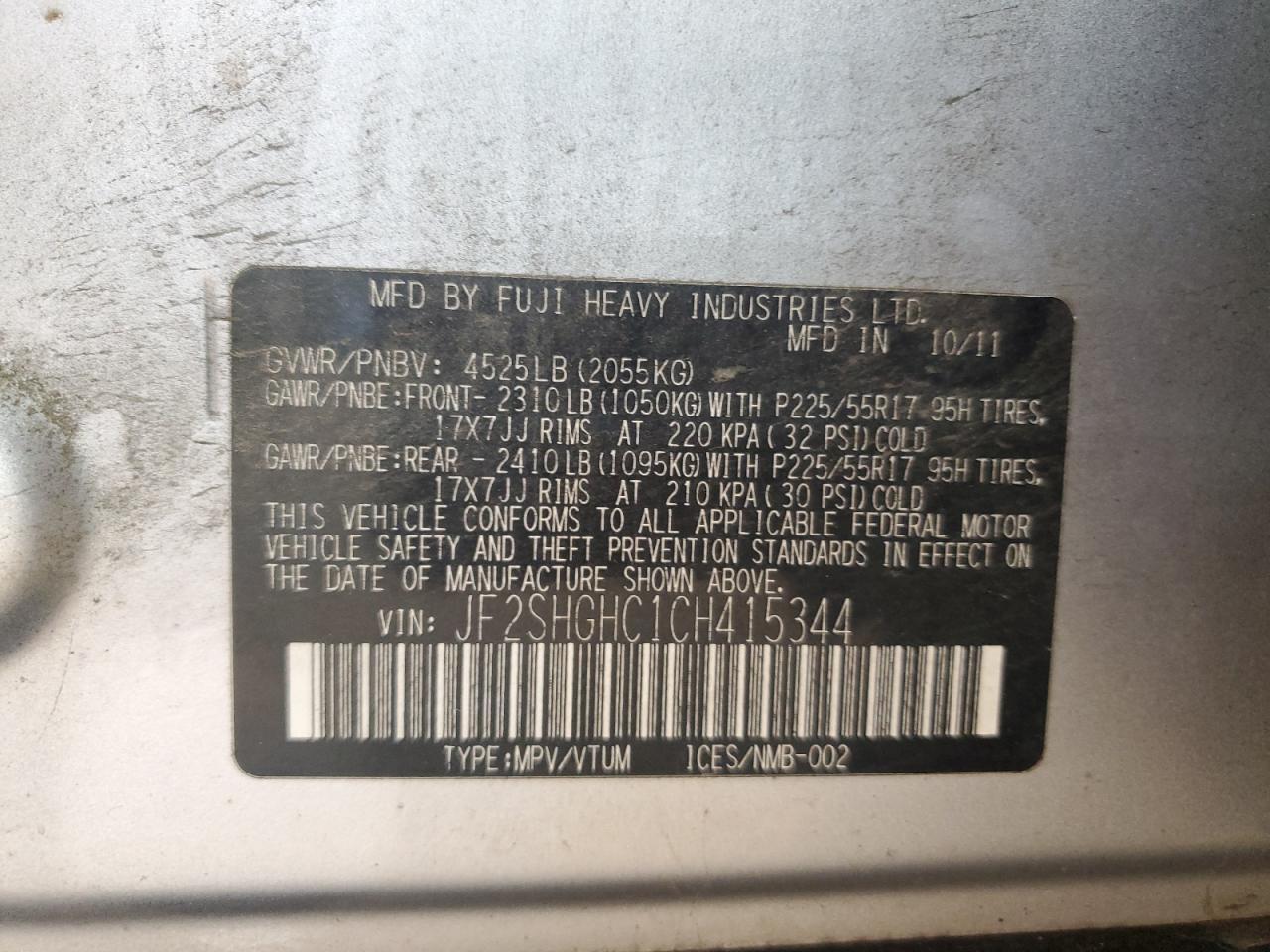 2012 SUBARU FORESTER