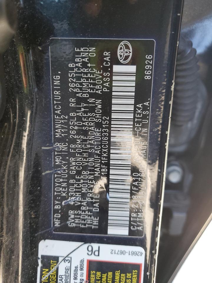 2012 TOYOTA CAMRY