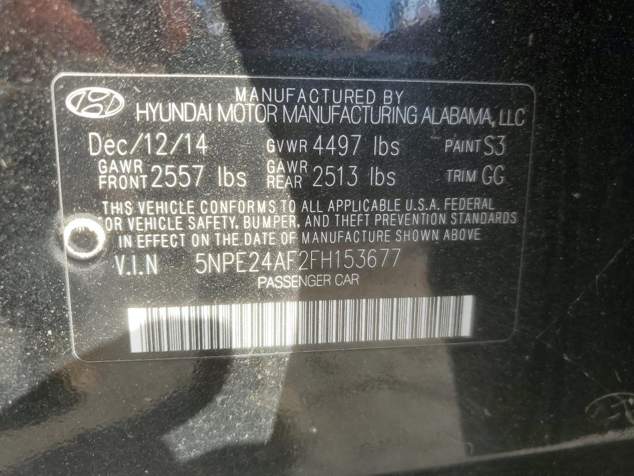 2015 HYUNDAI SONATA