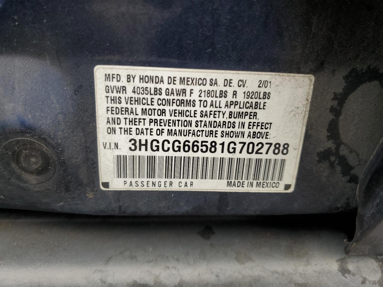 2001 HONDA ACCORD