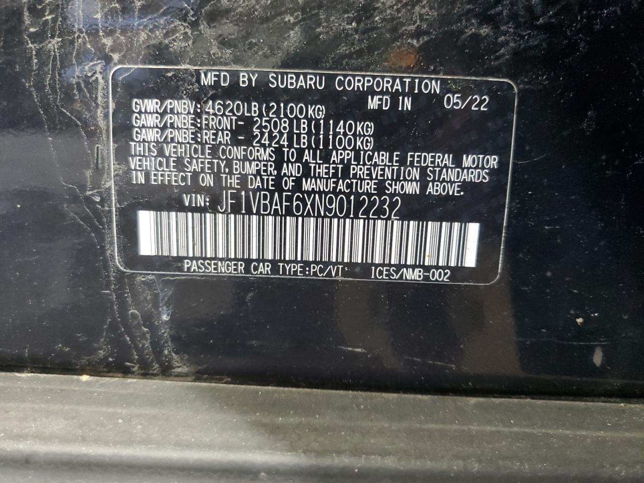 2022 SUBARU WRX