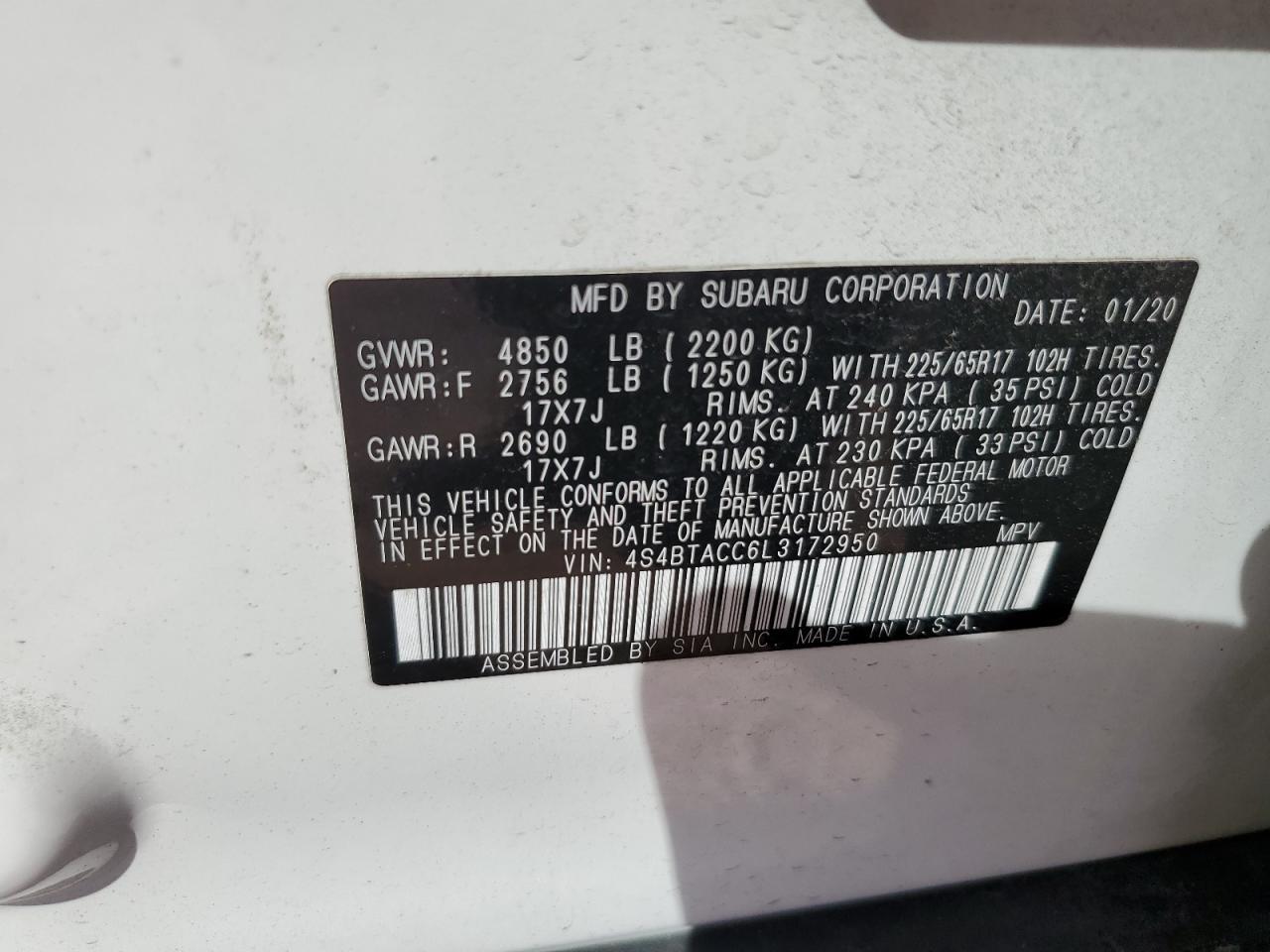 2020 SUBARU Outback