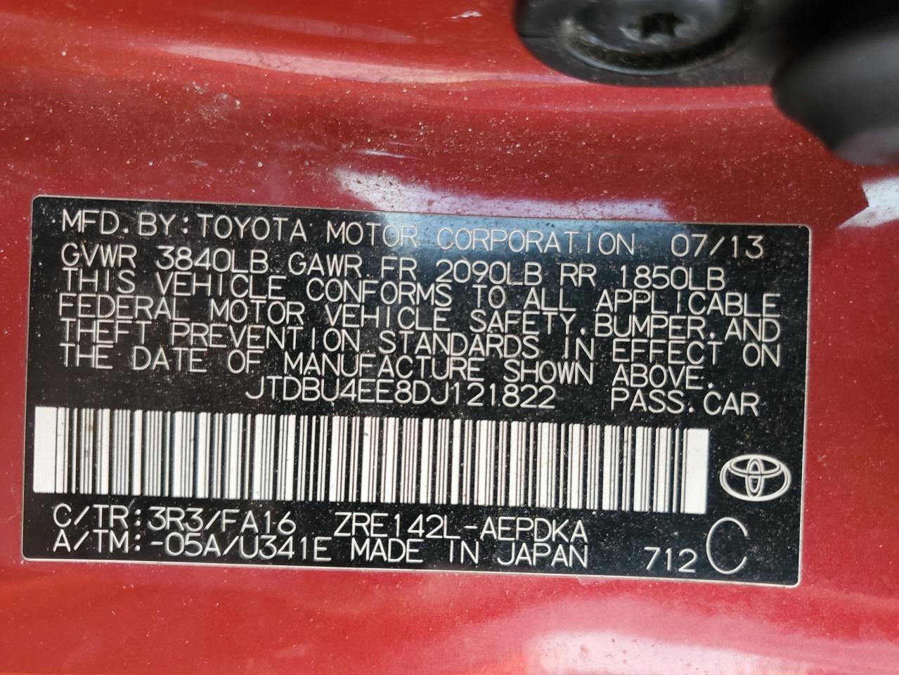 2013 TOYOTA COROLLA