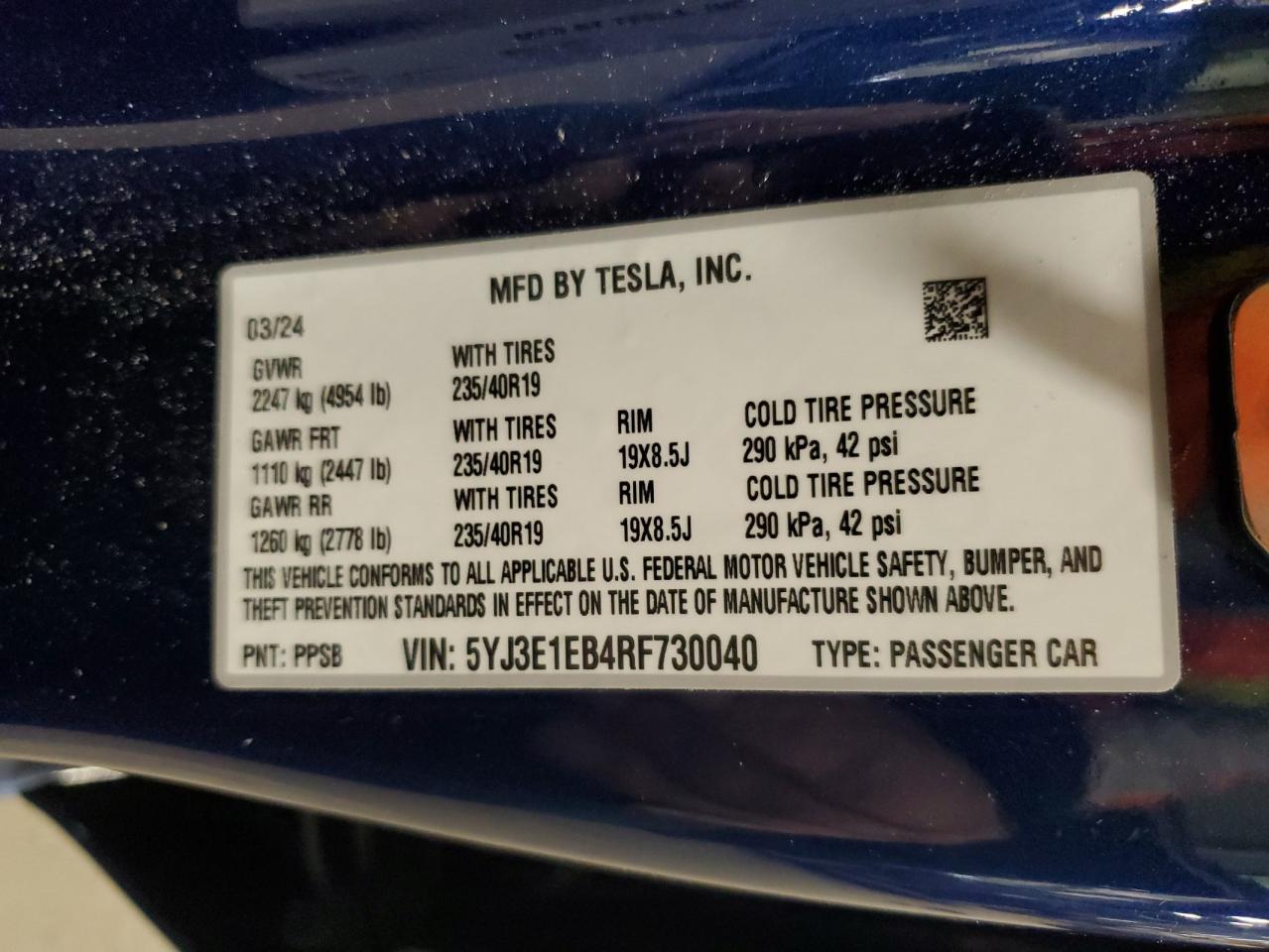 2024 TESLA MODEL 3