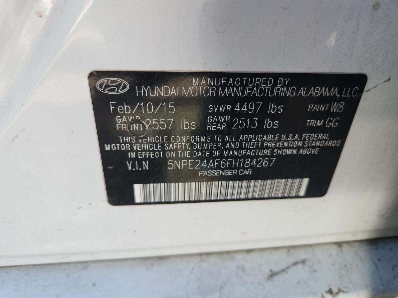 2015 HYUNDAI SONATA