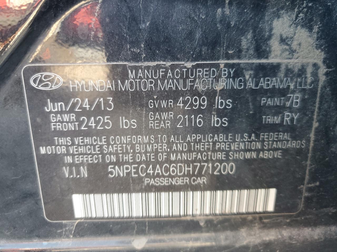 2013 HYUNDAI SONATA