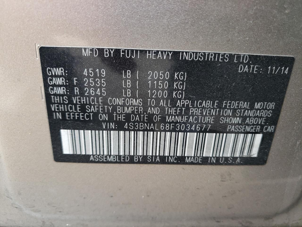 2015 SUBARU Legacy