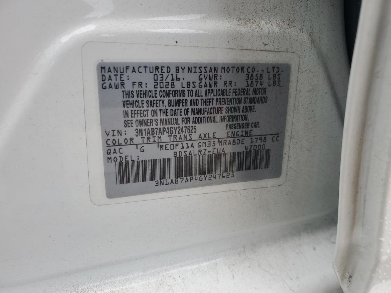 2016 NISSAN SENTRA