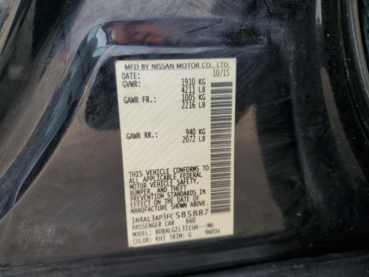 2015 NISSAN ALTIMA