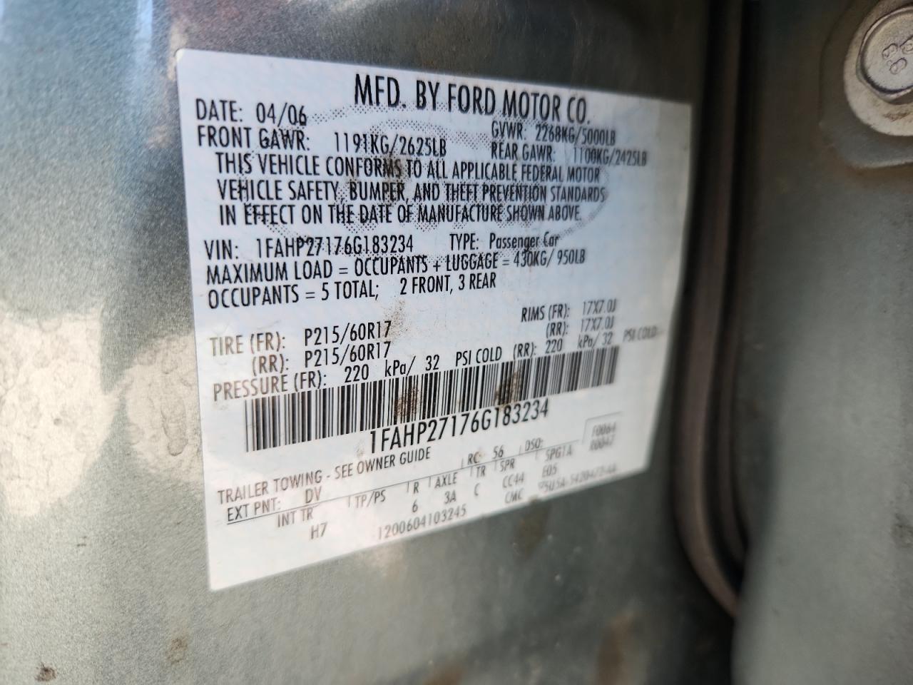 2006 FORD Five Hundred