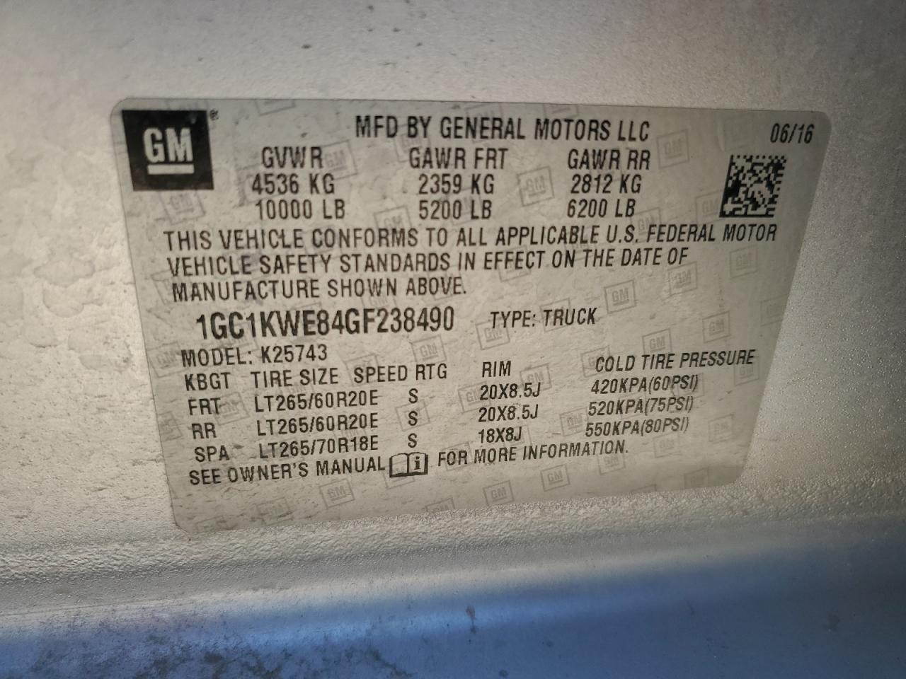 2016 CHEVROLET Silverado 2500