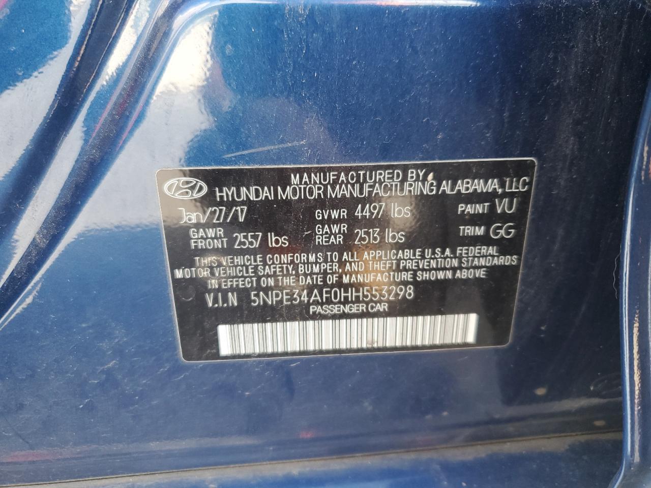 2017 HYUNDAI SONATA