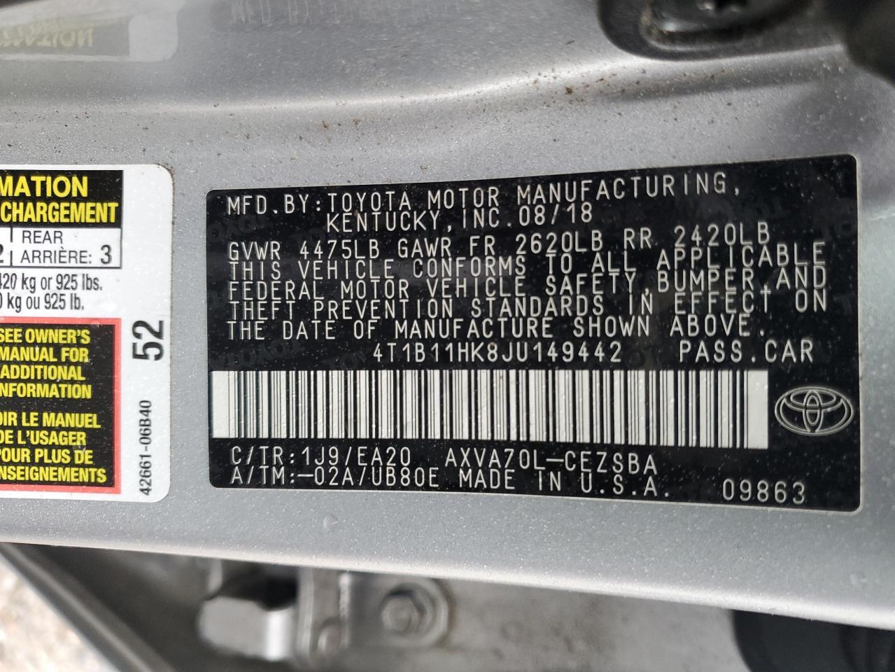 2018 TOYOTA CAMRY
