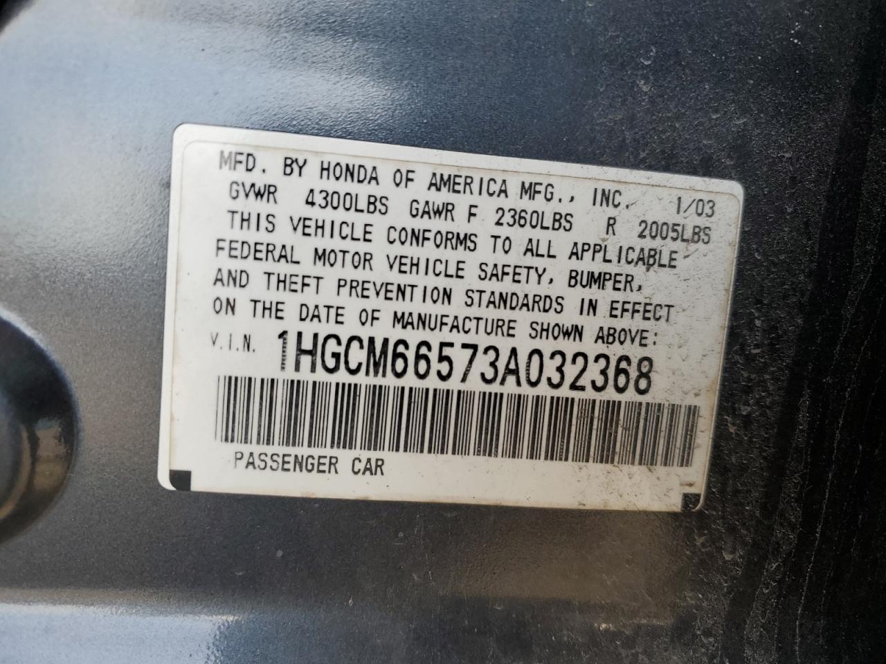 2003 HONDA ACCORD