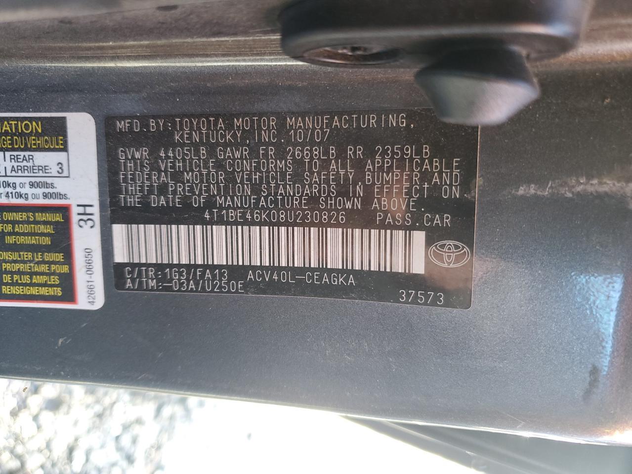 2008 TOYOTA CAMRY