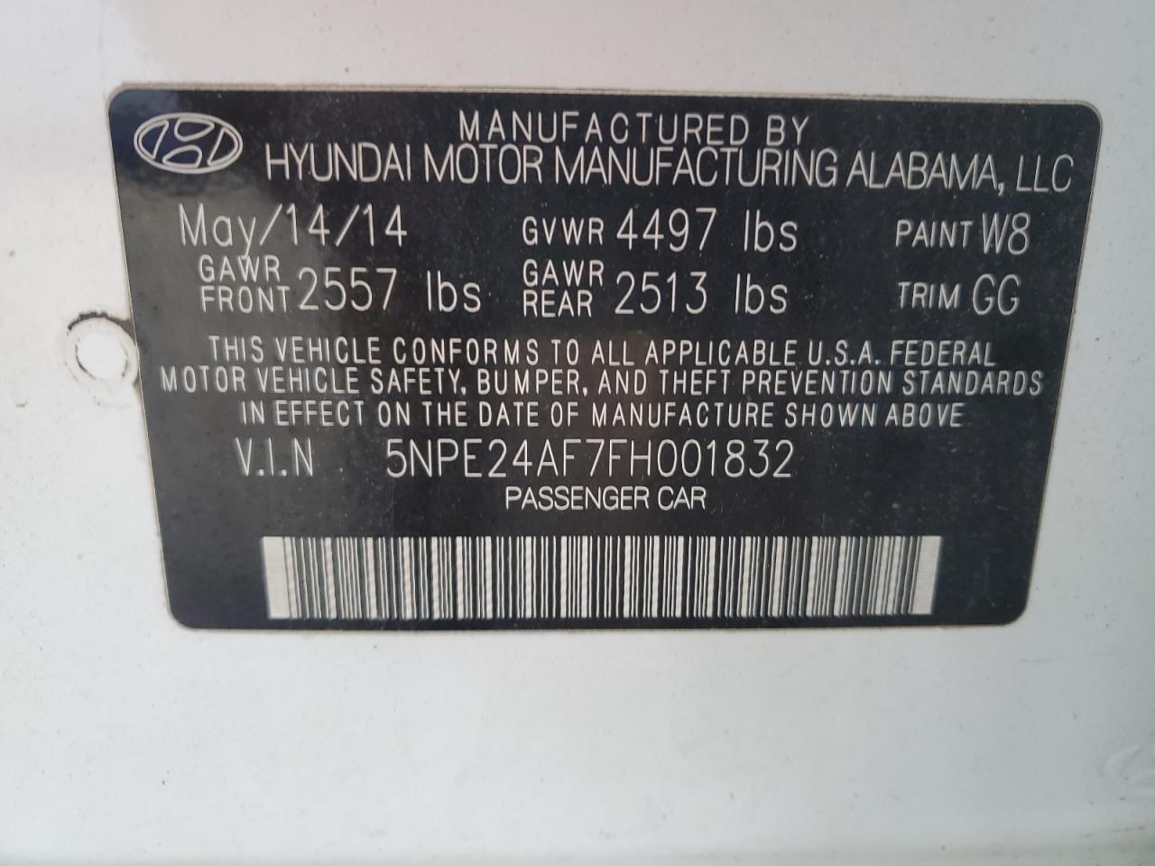 2015 HYUNDAI SONATA