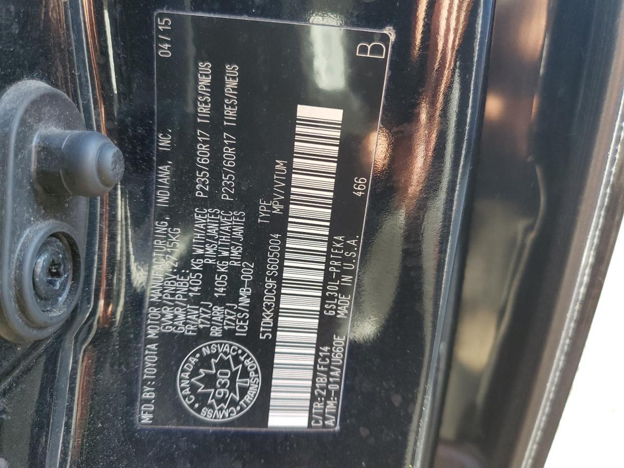 2015 TOYOTA SIENNA