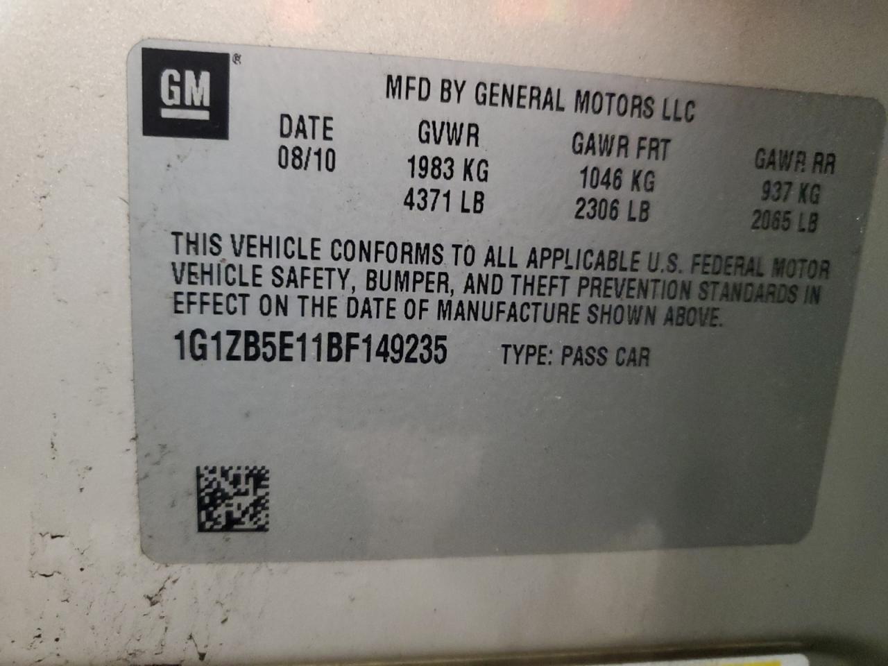 2011 CHEVROLET MALIBU