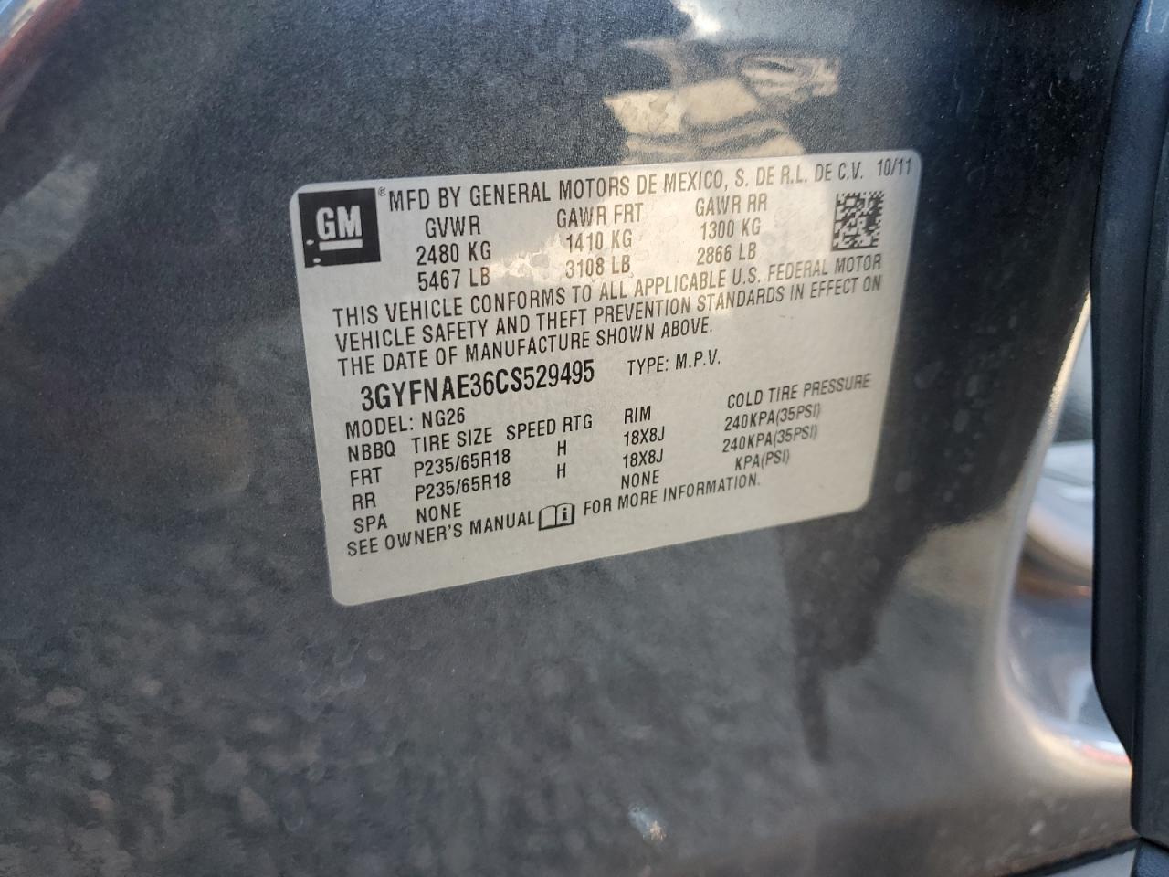 2012 CADILLAC SRX