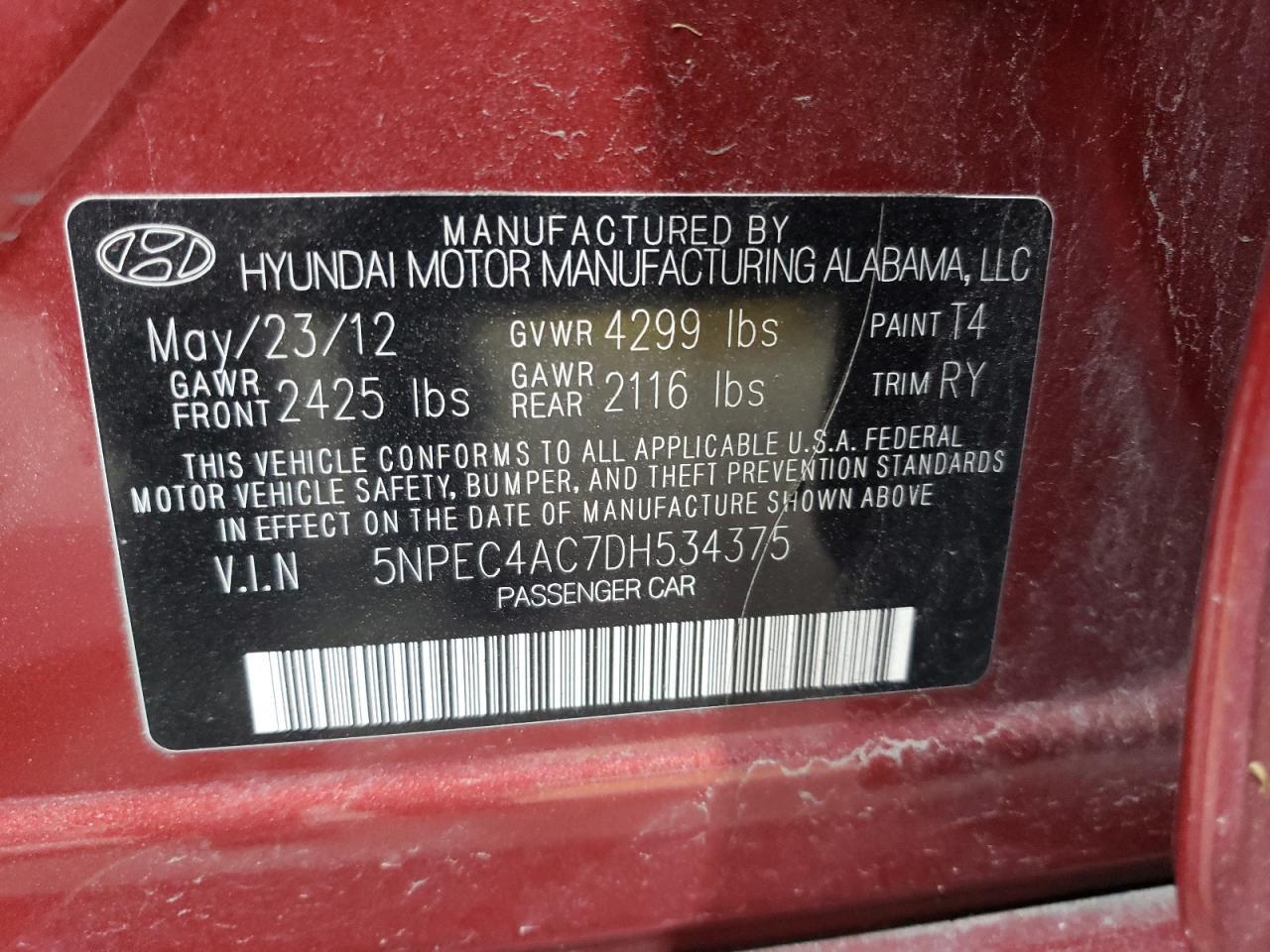 2013 HYUNDAI SONATA