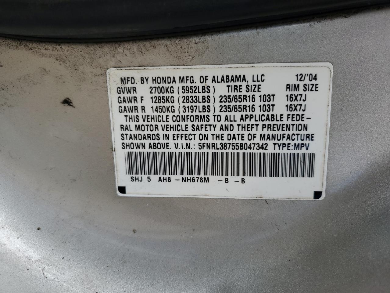 2005 HONDA ODYSSEY
