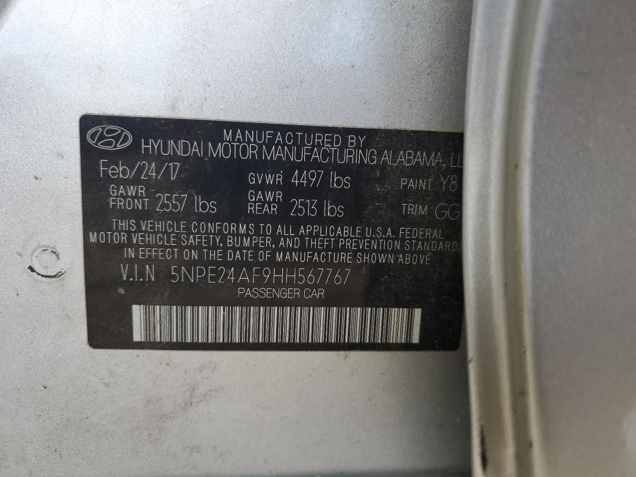 2017 HYUNDAI SONATA