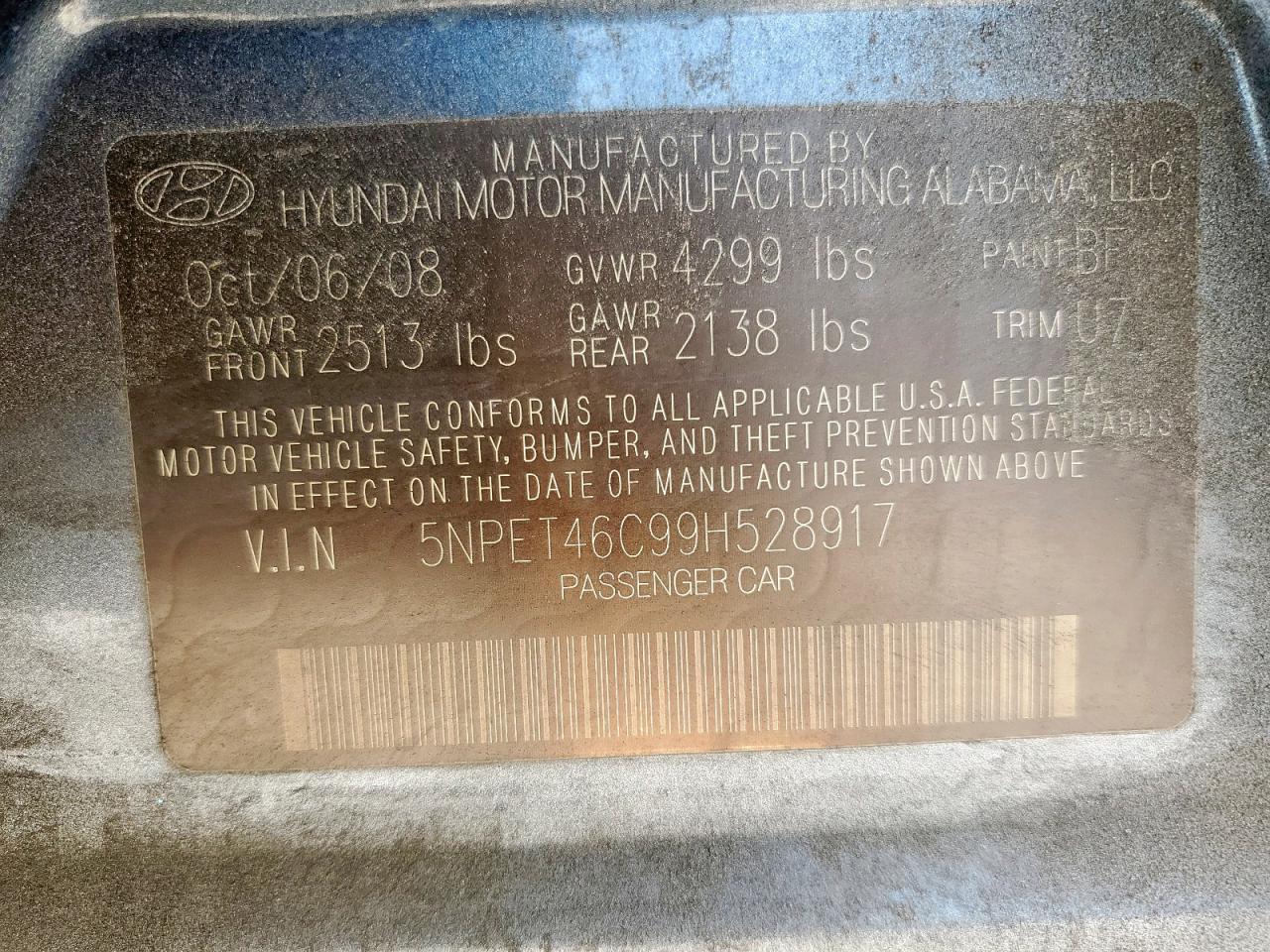 2009 HYUNDAI SONATA
