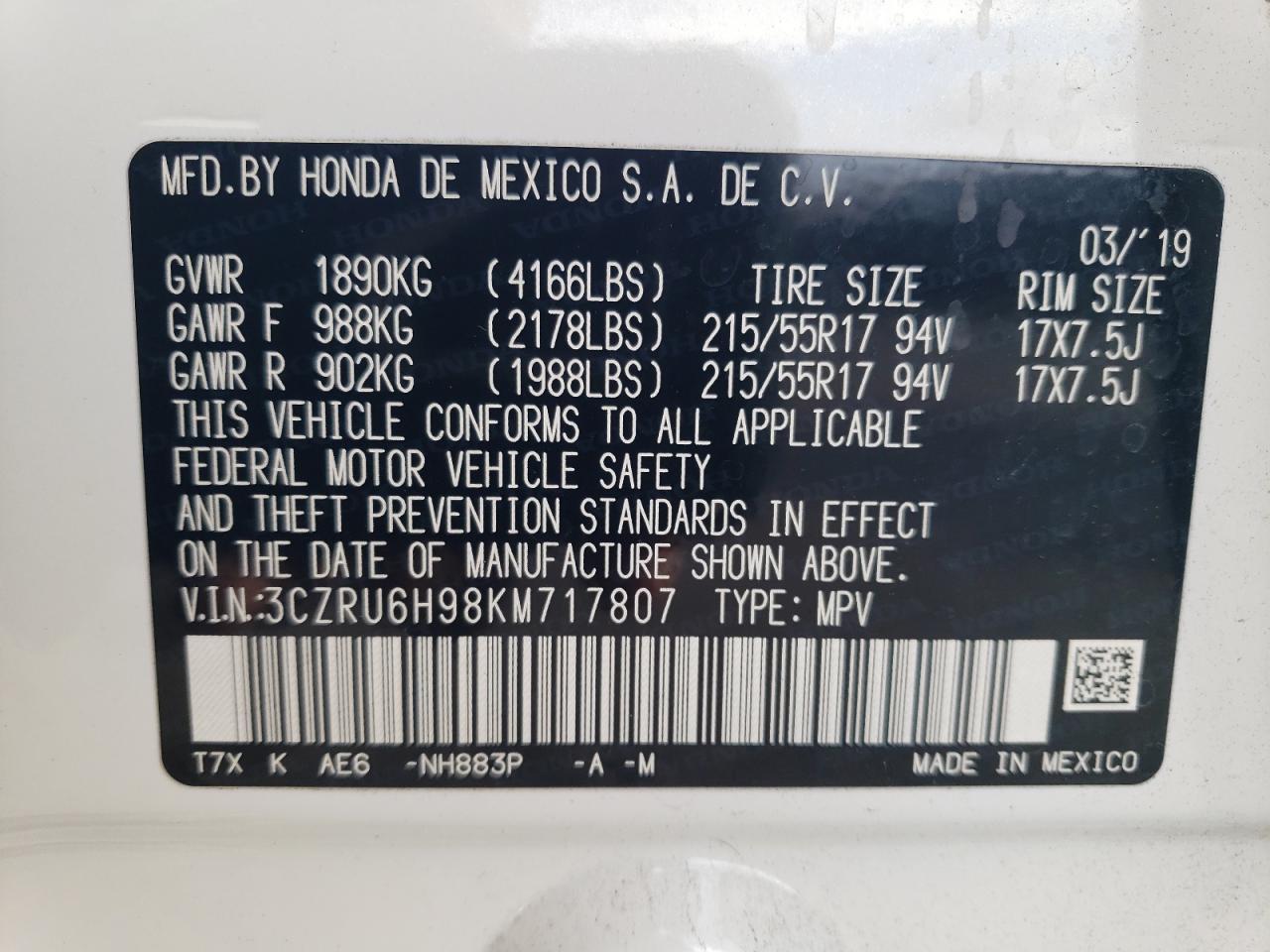 2019 HONDA HR-V