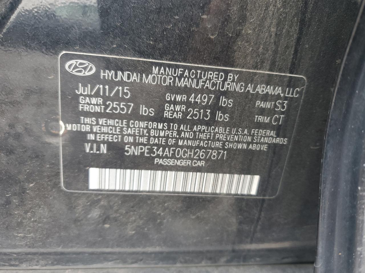 2016 HYUNDAI SONATA