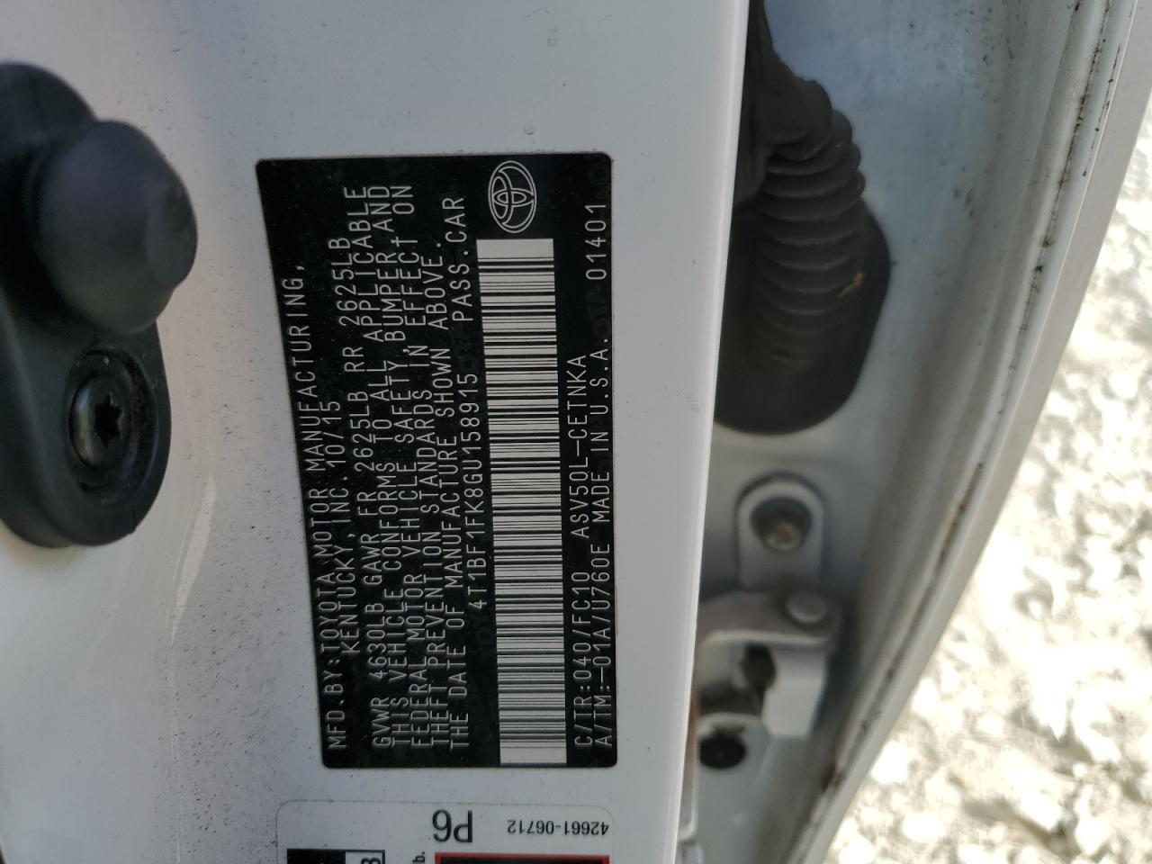 2016 TOYOTA CAMRY