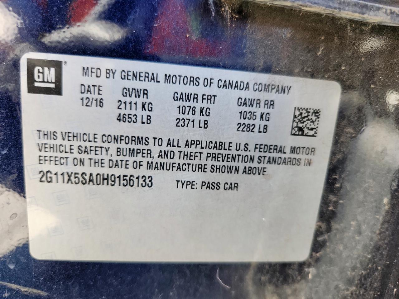 2017 CHEVROLET IMPALA