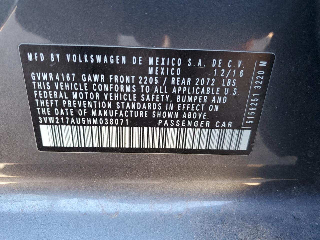 2017 VOLKSWAGEN GOLF