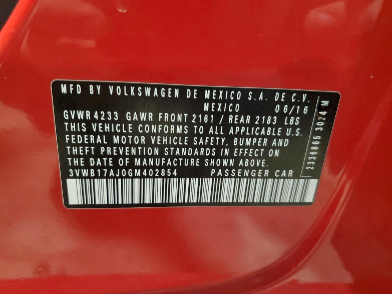 2016 VOLKSWAGEN JETTA