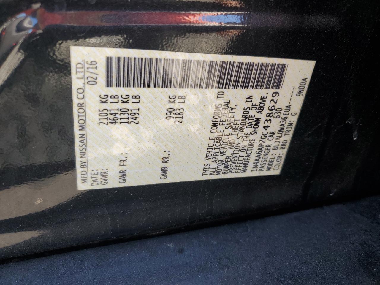 2016 NISSAN Maxima