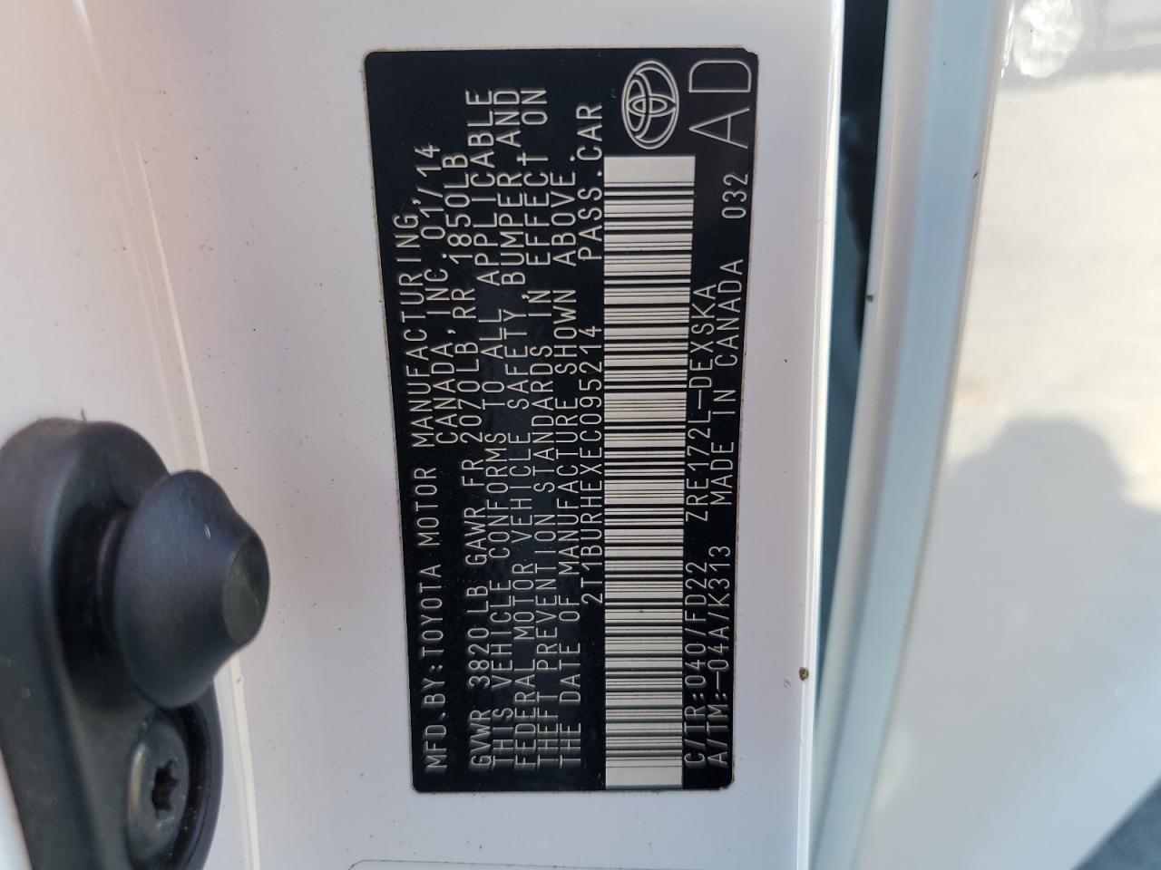2014 TOYOTA COROLLA