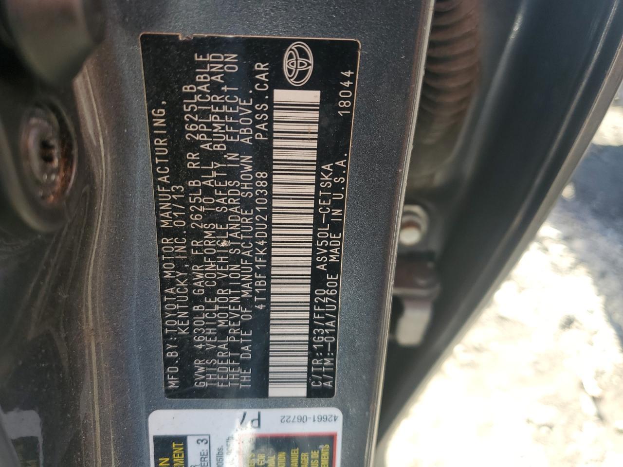 2013 TOYOTA CAMRY