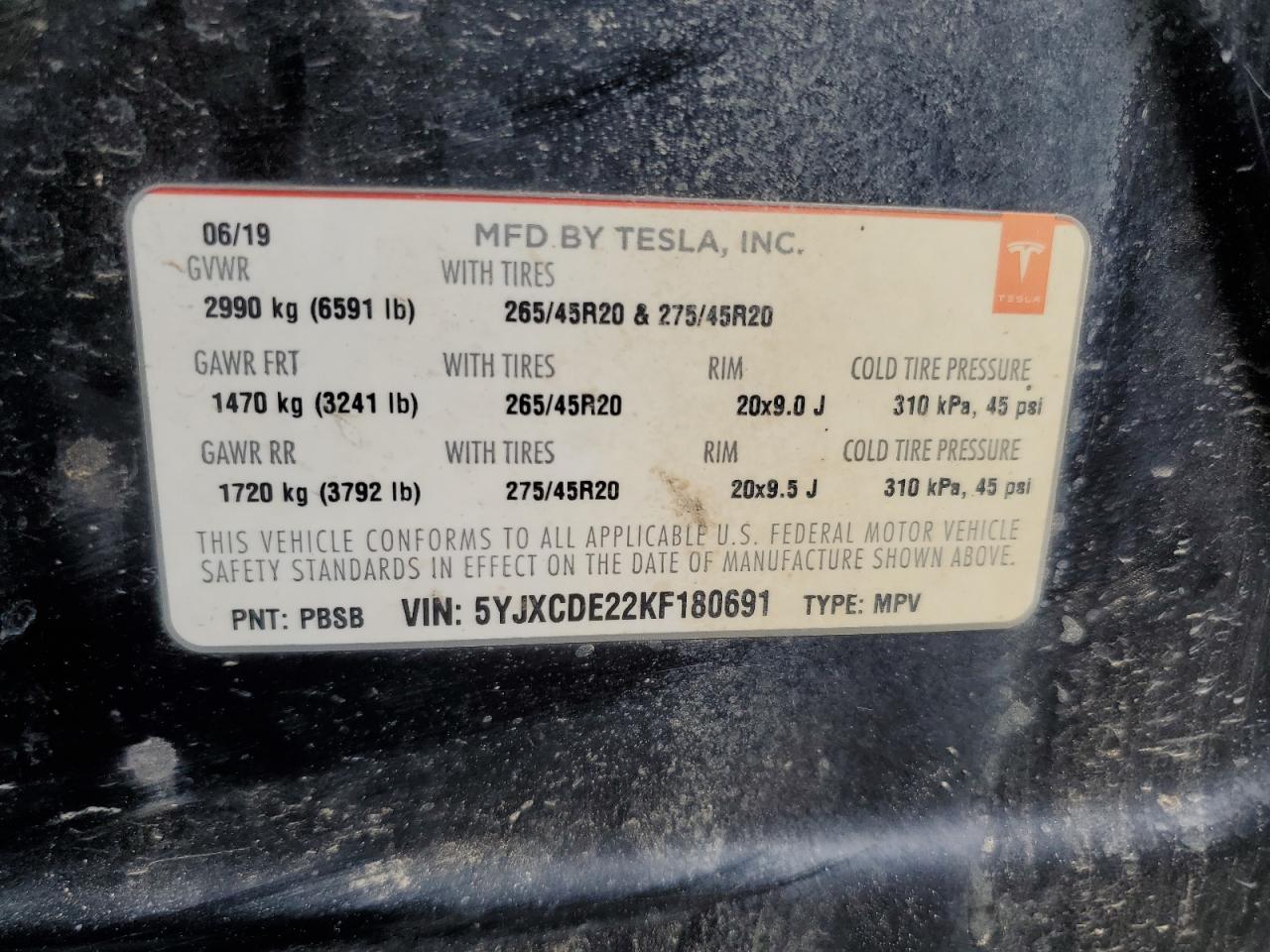 2019 TESLA MODEL X