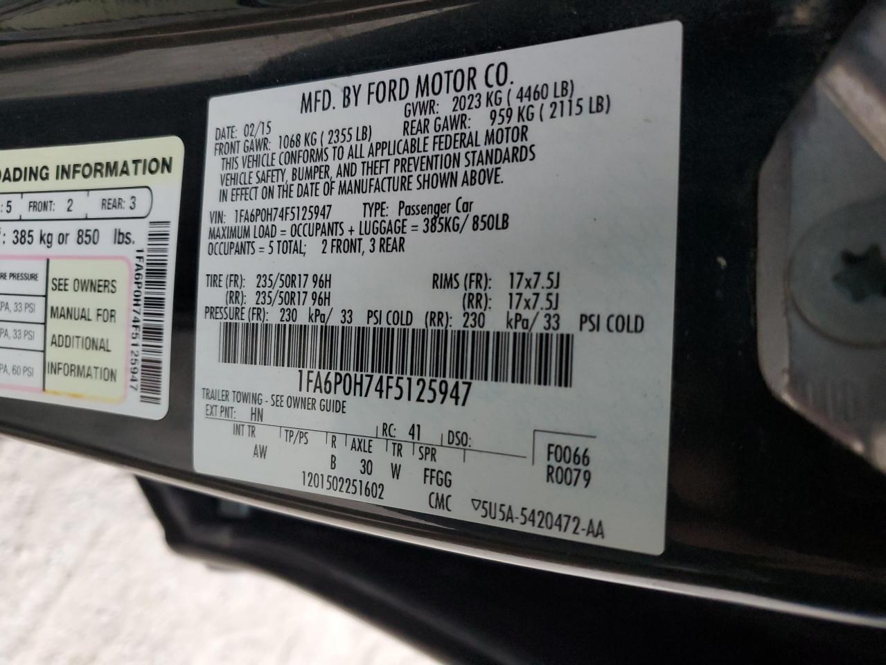 2015 FORD FUSION