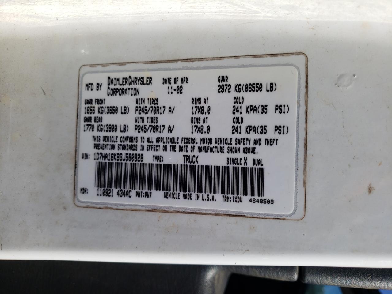 2003 DODGE RAM 1500