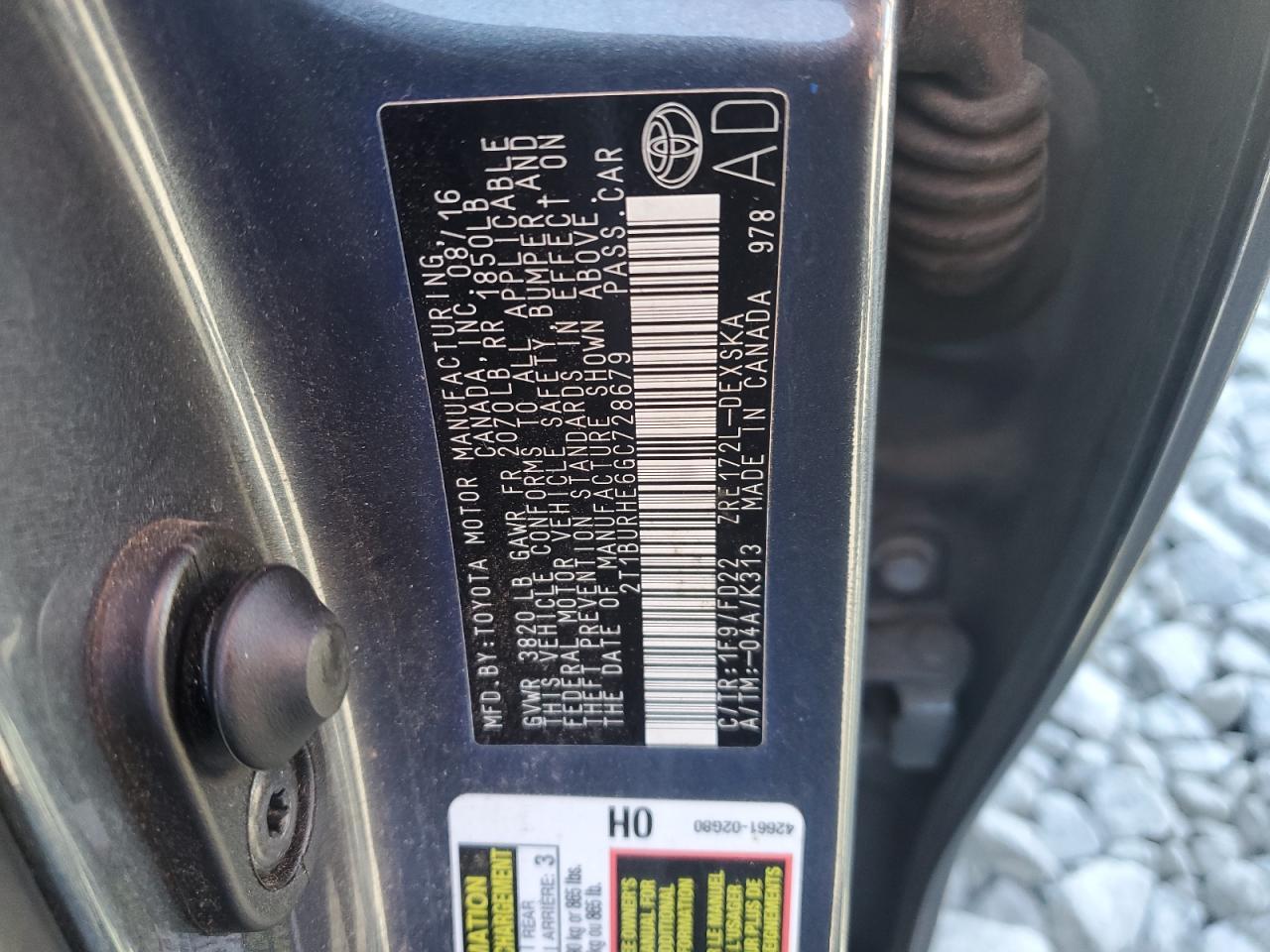 2016 TOYOTA COROLLA