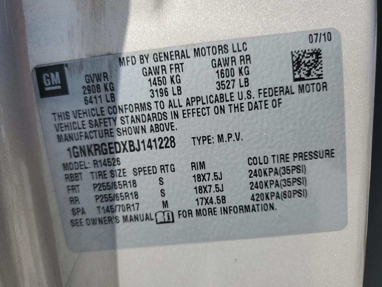 2011 CHEVROLET TRAVERSE