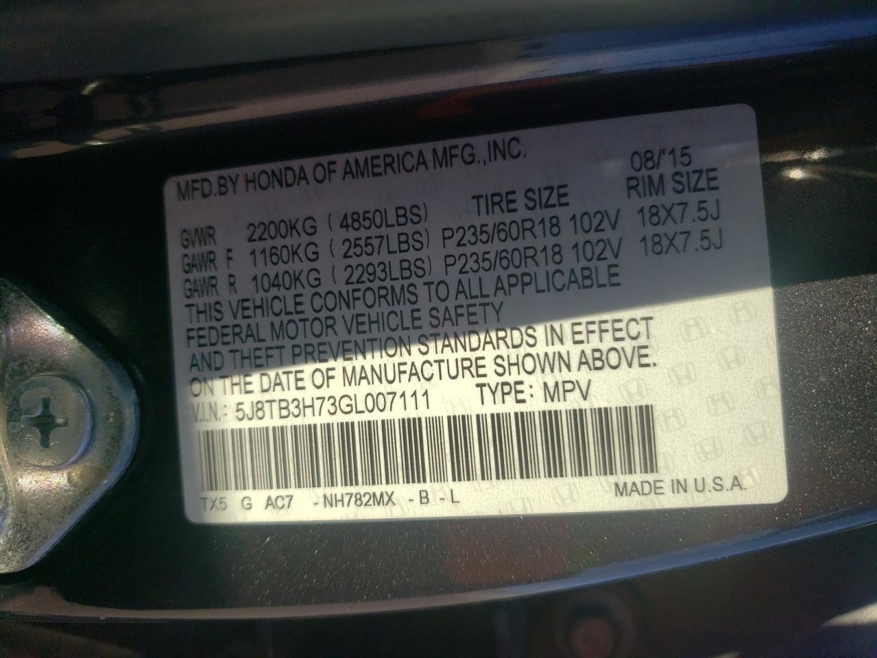 2016 ACURA RDX