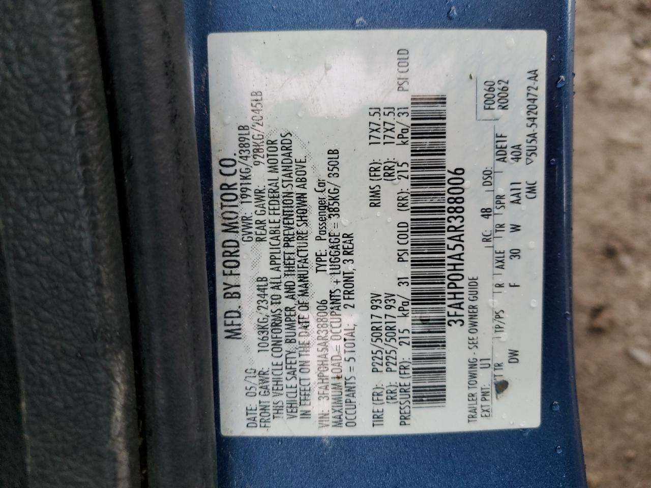 2010 FORD FUSION