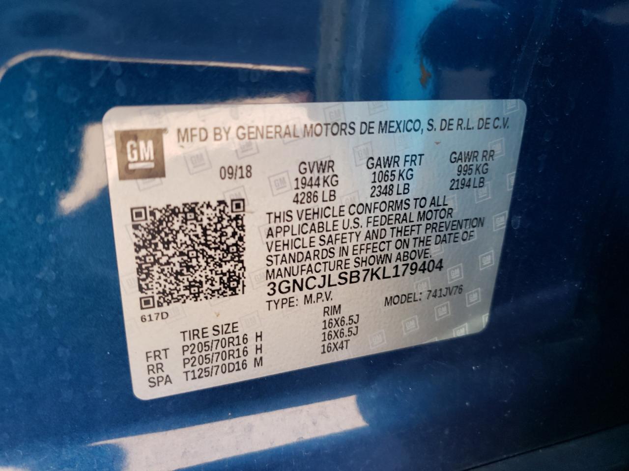 2019 CHEVROLET TRAX
