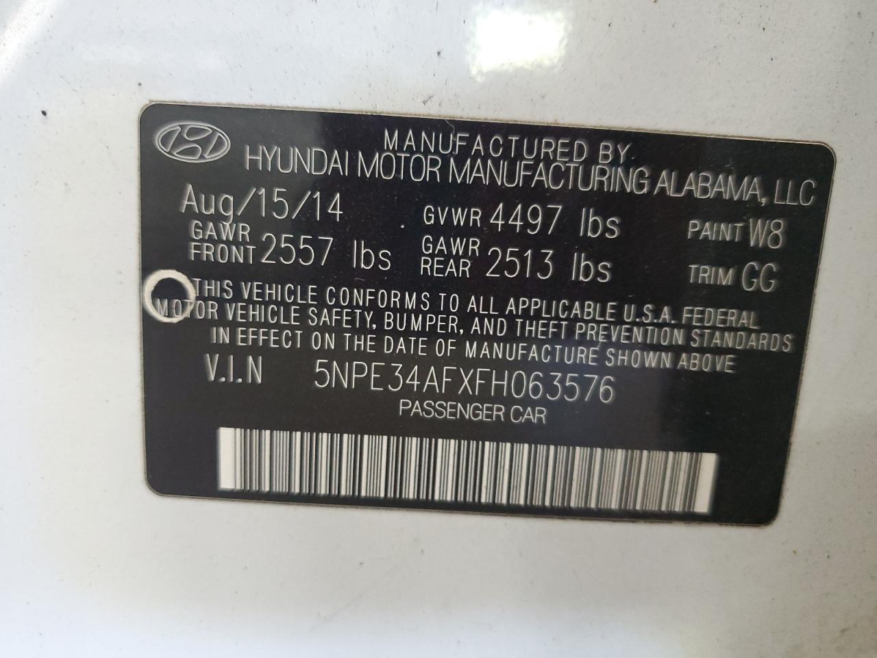2015 HYUNDAI SONATA