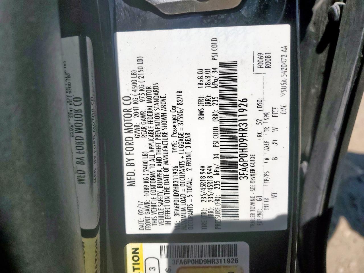 2017 FORD FUSION