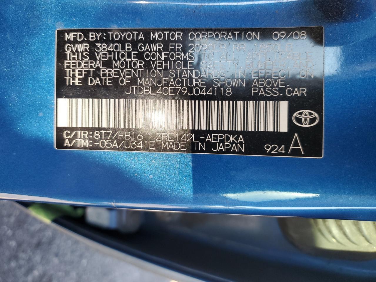 2009 TOYOTA COROLLA